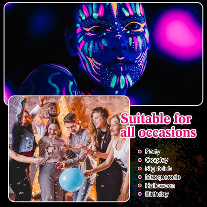 UV Schminkset Bodypainting Facepainting Halloween Karneval UV Make-up