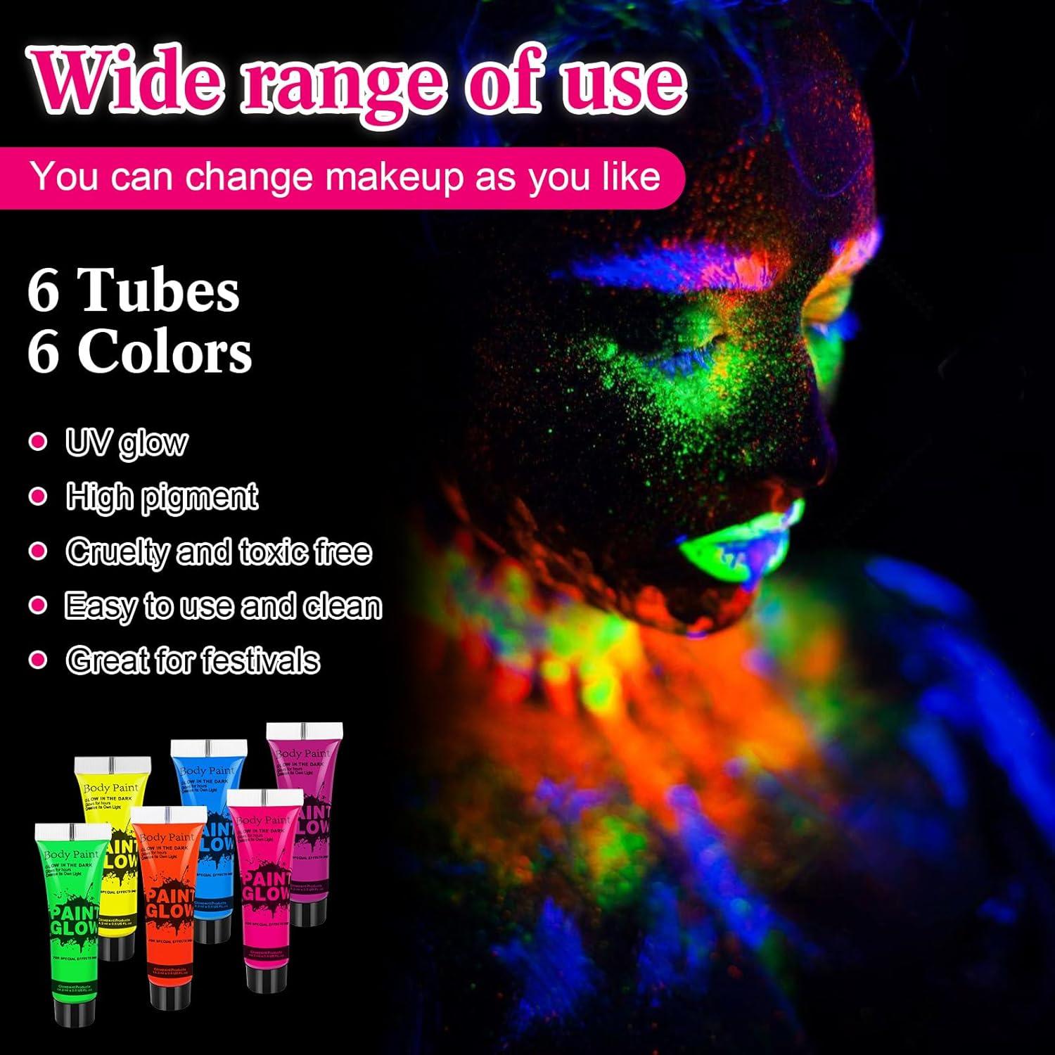 UV Bodypainting Set Neonfarben Halloween Karneval Makeup