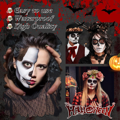 Halloween Gesicht Körperfarbe SFX Makeup Kit Vampirgebiss Schwarz Grau