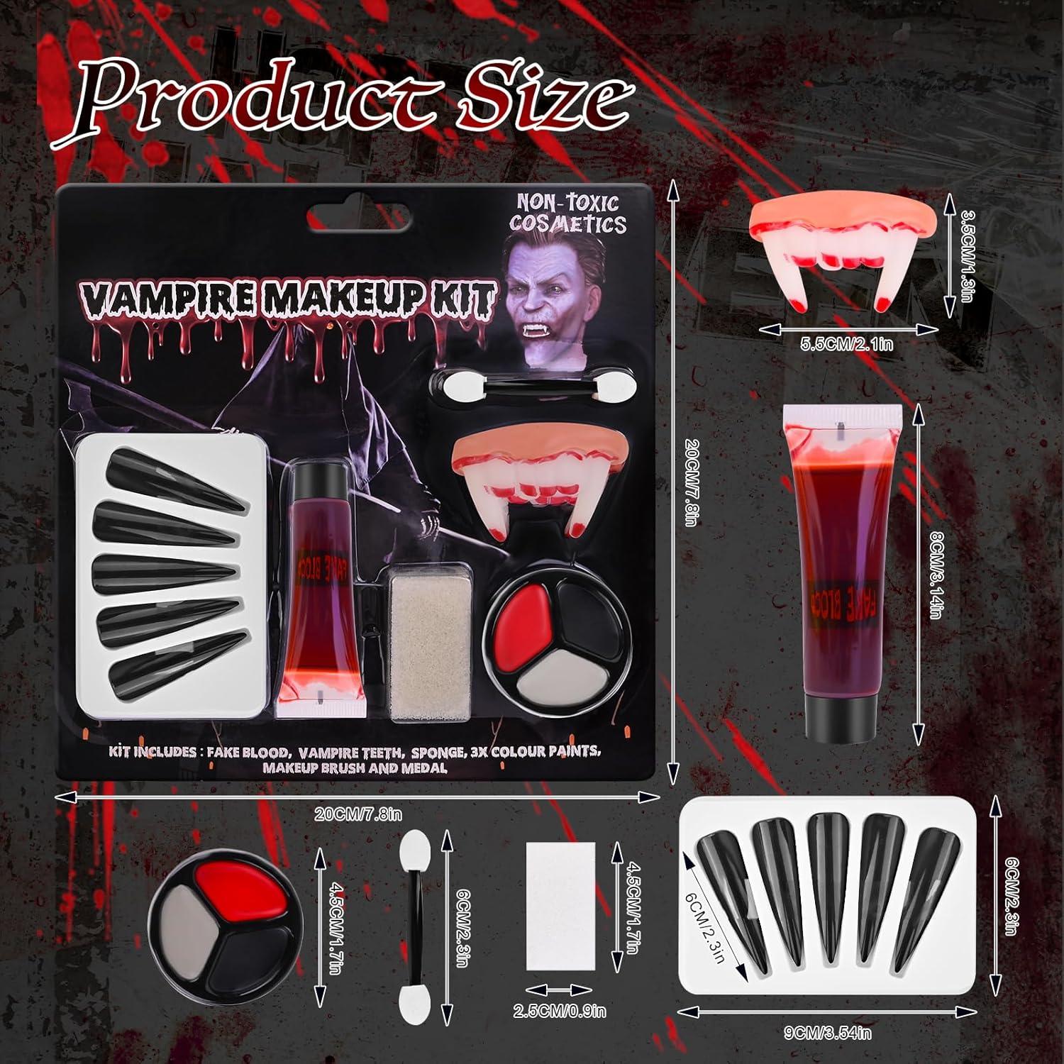 Halloween Gesicht Körperfarbe SFX Makeup Kit Vampirgebiss Schwarz Grau