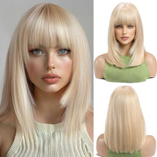 Blonde Bob Perücke mit Pony für Frauen - Synthetisches Haar