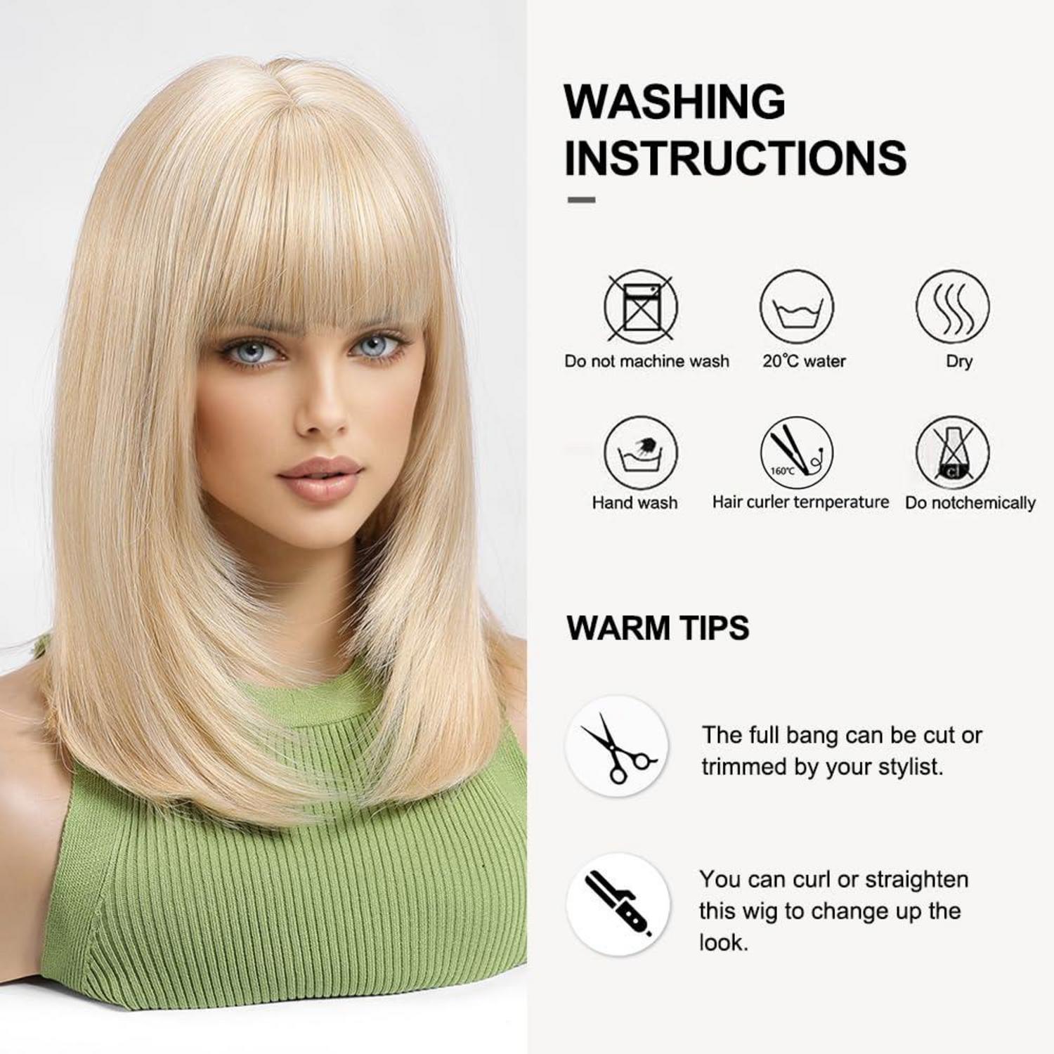 Synthetische Blonde Bob Perücke mit Pony für Frauen Cosplay Party