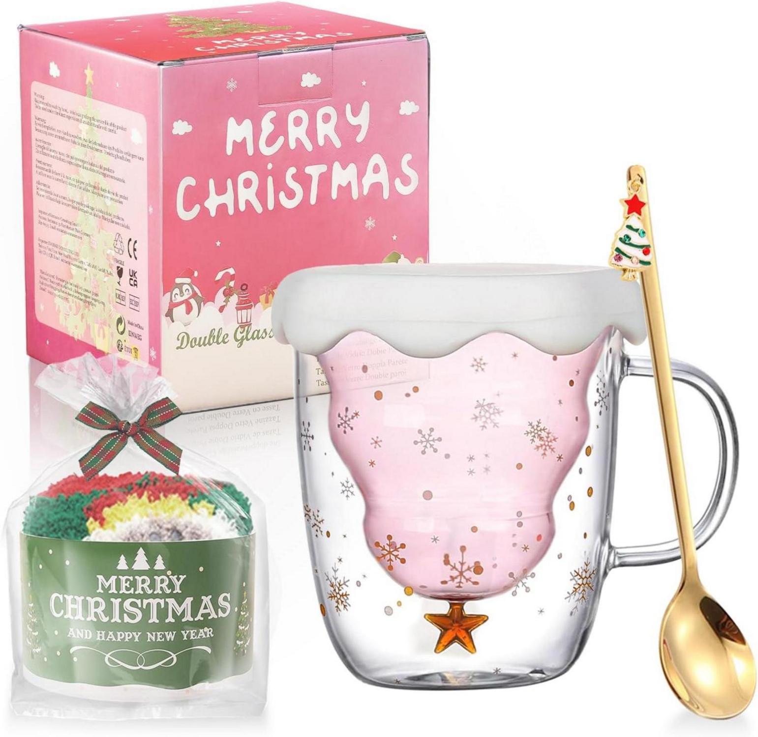 Doppelwandige isolierte Glastassen Weihnachtsgeschenk für Damen und