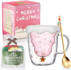 Doppelwandige isolierte Glastassen Weihnachtsgeschenk für Damen und
