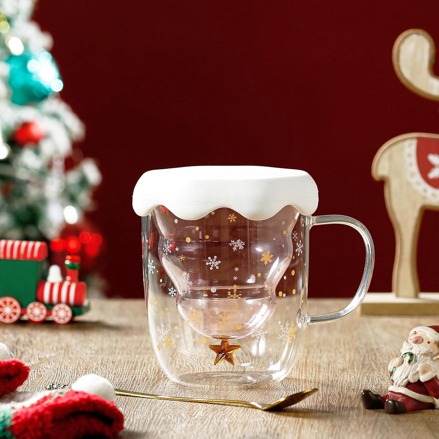 Doppelwandige isolierte Glastassen Weihnachtsgeschenk für Damen und