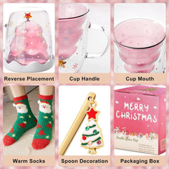Isolierte Glastassen Teetasse Eiskaffee-Glas Rosa 280ml