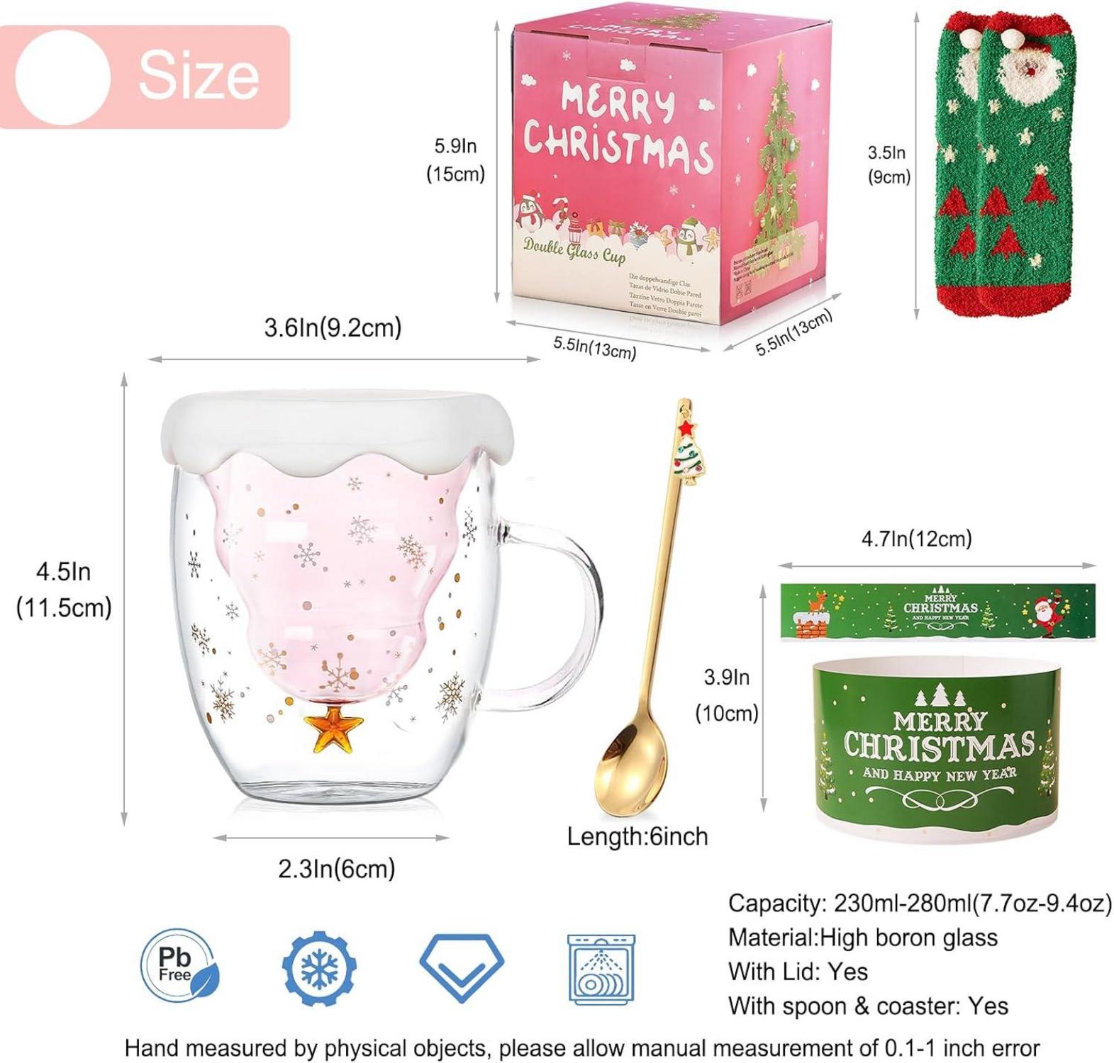Doppelwandige isolierte Glastassen Set 230-280ml für Heißgetränke & Kaltgetränke