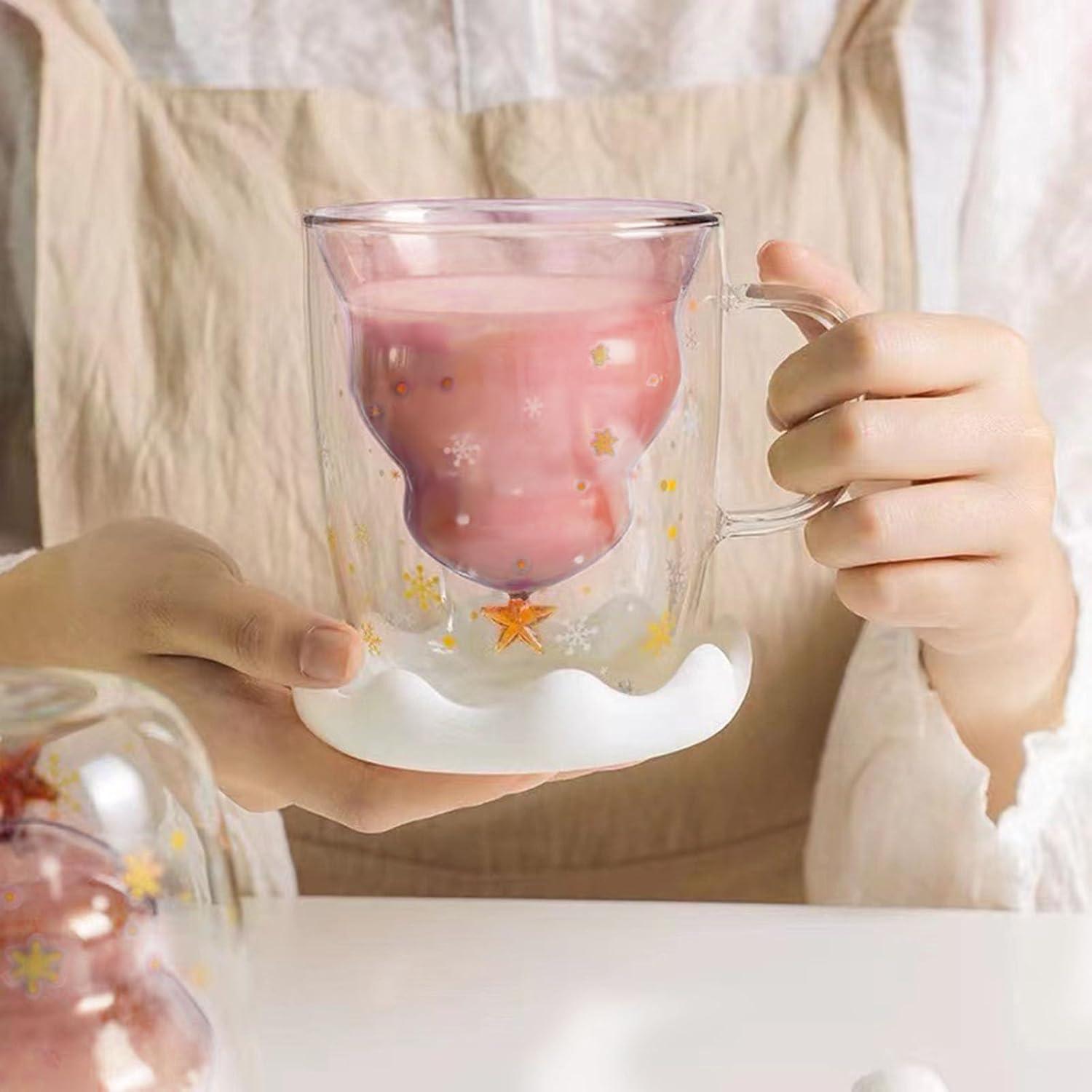 Doppelwandige isolierte Glastassen Weihnachtsgeschenk für Damen