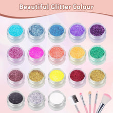 Glitzer Tattoo Set für Kinder mit 18 Farben und Schablonen