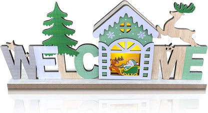 LED Weihnachtsdeko Holz Tischlampe Beleuchtet Weihnachten