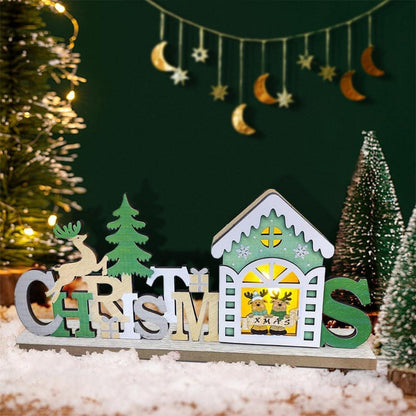 Weihnachtsdeko Tisch LED Holz Schriftzug  LED Weihnachtslampe