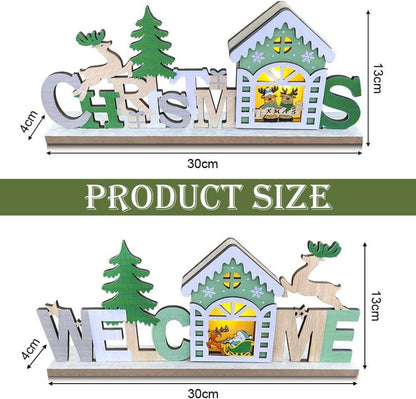 Weihnachtsdeko Tisch LED Holz Schriftzug  LED Weihnachtslampe