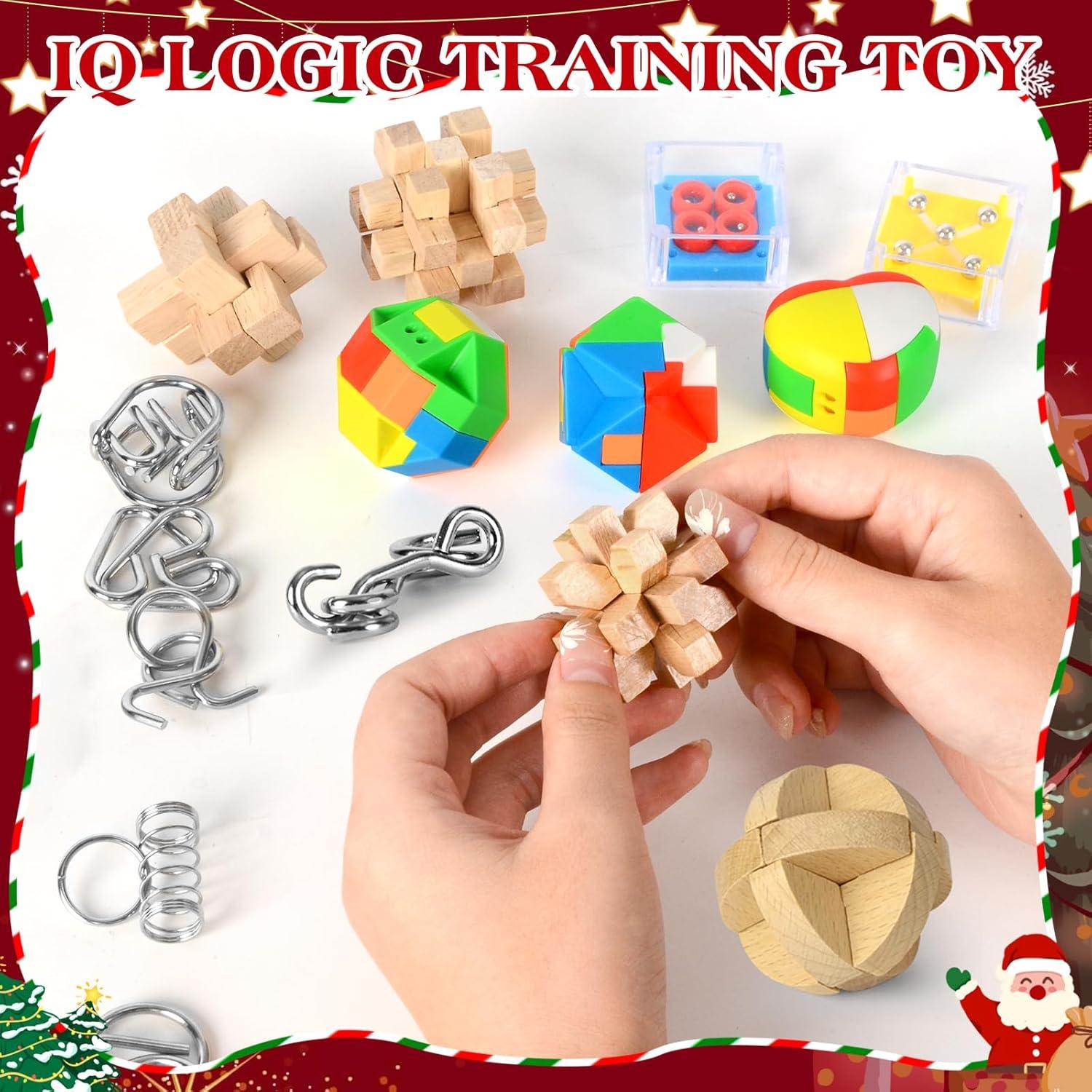 Adventskalender Kinder 2024, 24 Tage Weihnachtskalender Metall Holz Puzzle