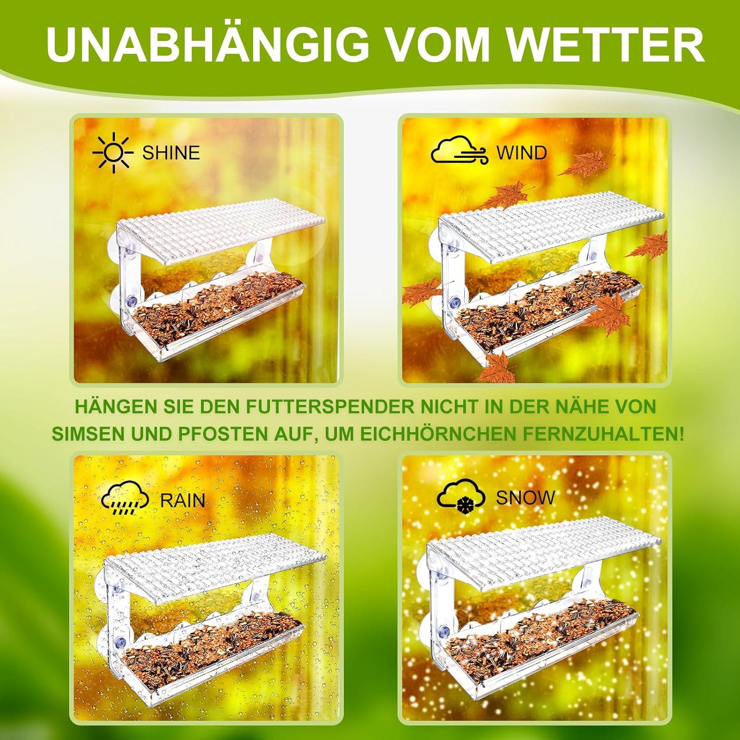 Transparentes Vogelhaus Fensterscheibe mit Saugnäpfen, Vogelfutterspender