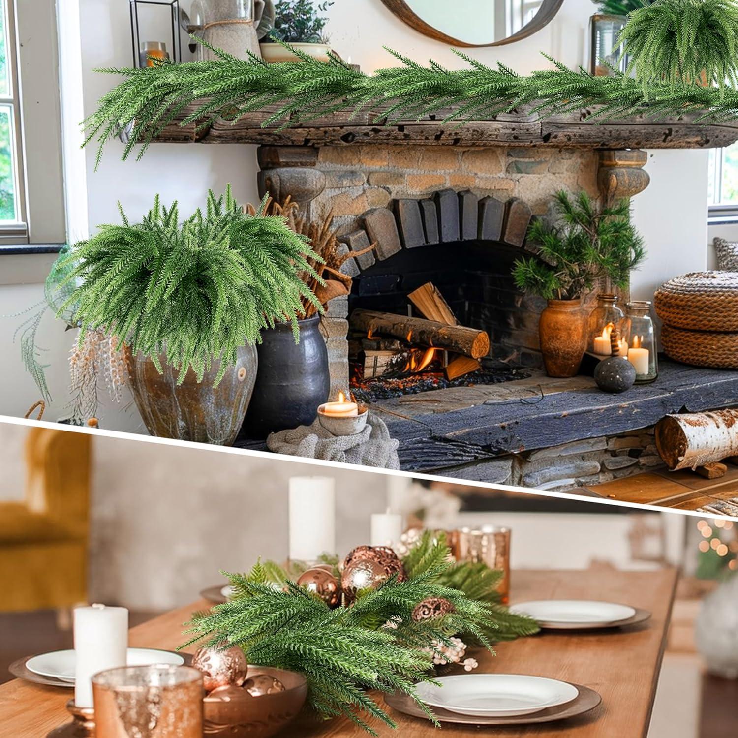 Künstliche Tannenzweige Norfolk Pine Kiefernzweige 45CM - 4er Set