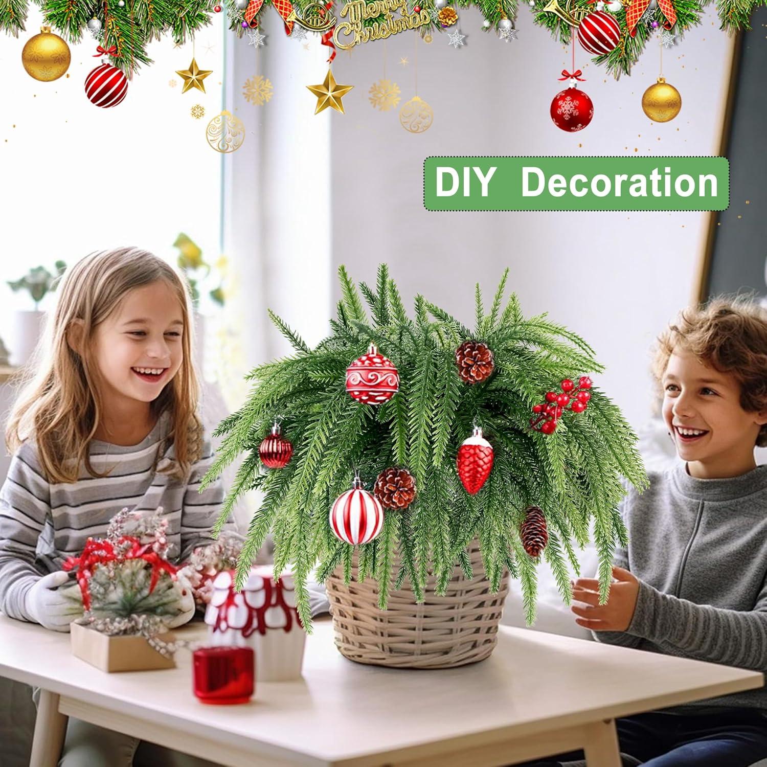 4 Stück Künstliche Tannenzweige Kiefernzweige Weihnachtsdeko 45CM