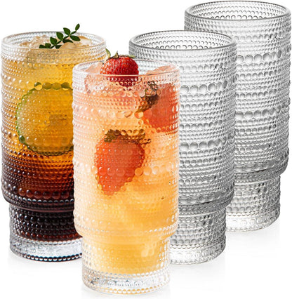 Vintage Trinkgläser 4er Set 480ml mit Prägung