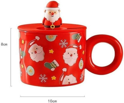 Keramik Weihnachtstasse mit Deckel 420ML