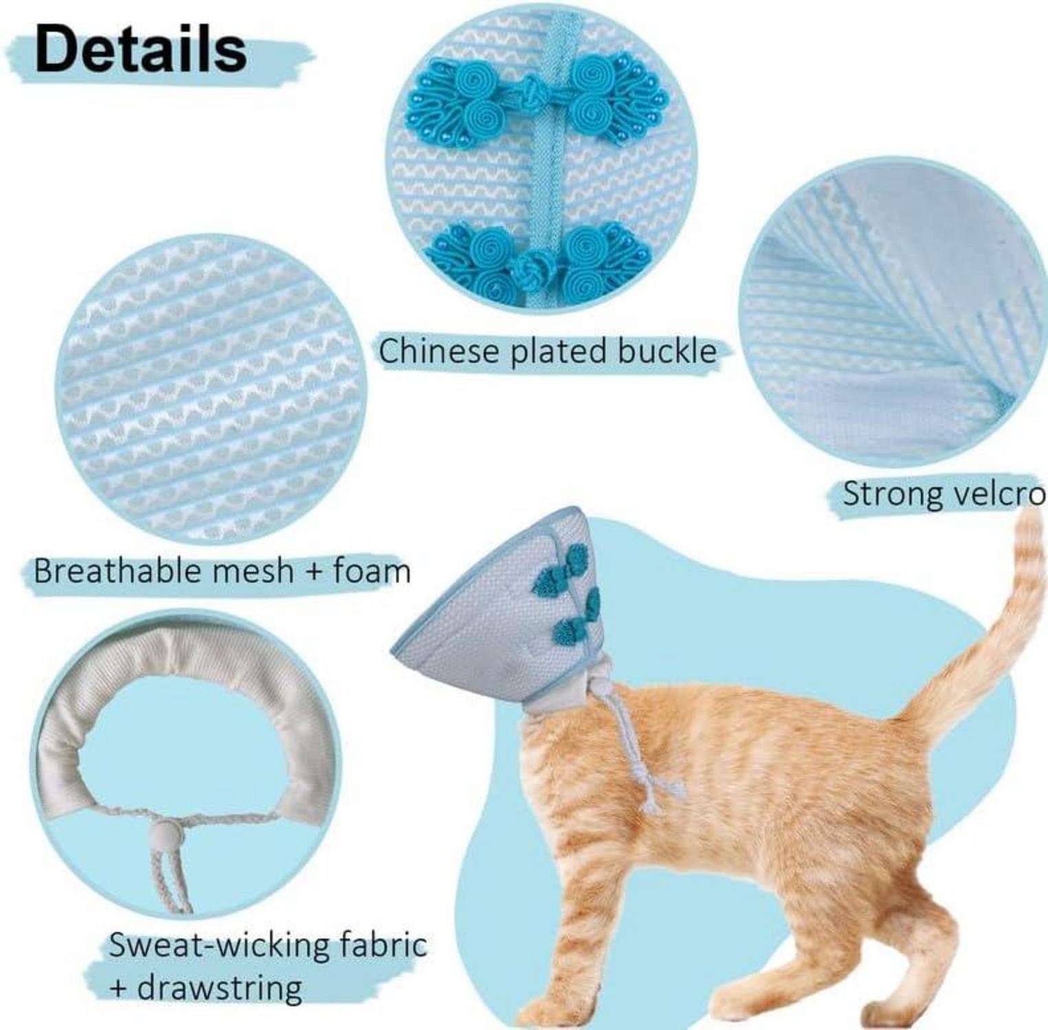 PetSmiler Halskrause Katze Weich Leckschutz Trichter Blau M