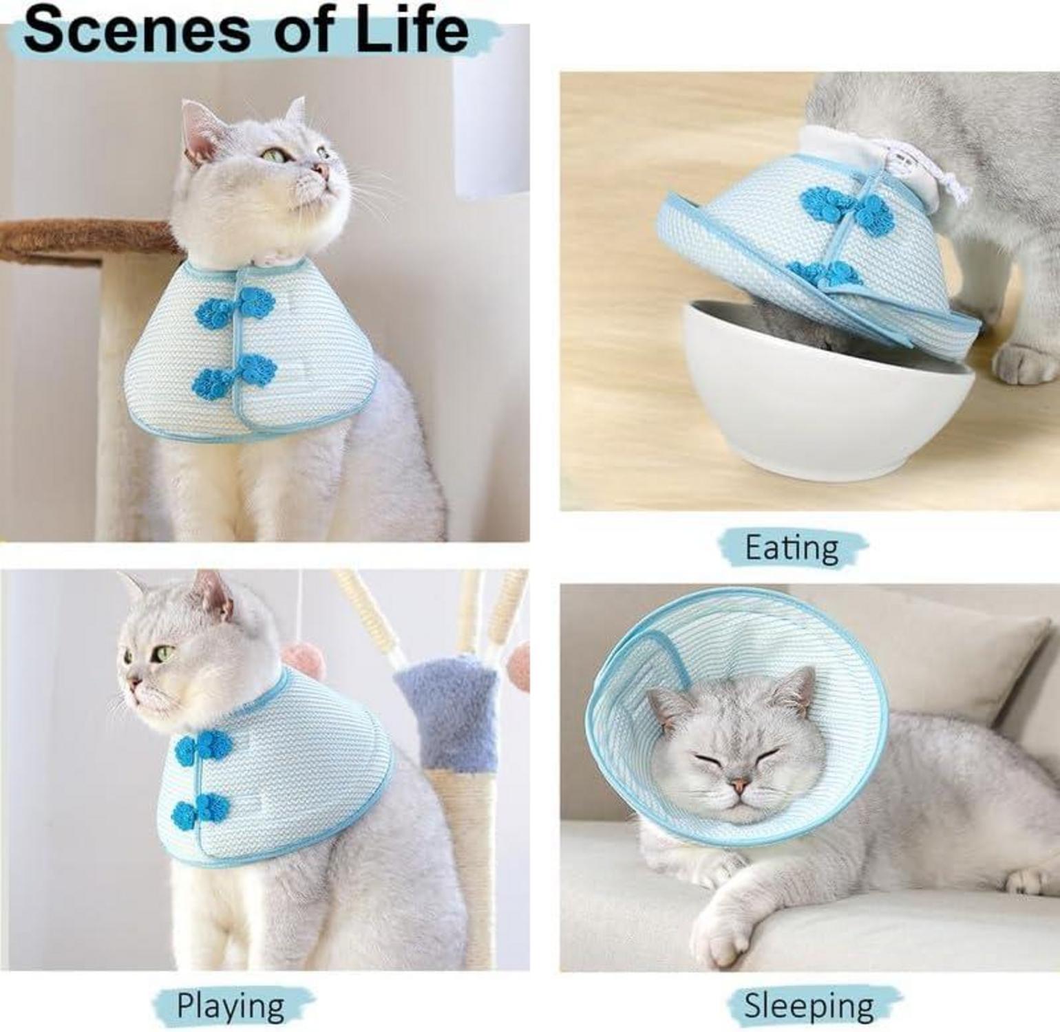Halskrause Katze Blau Leicht Leckschutz Weich OP Verletzungen