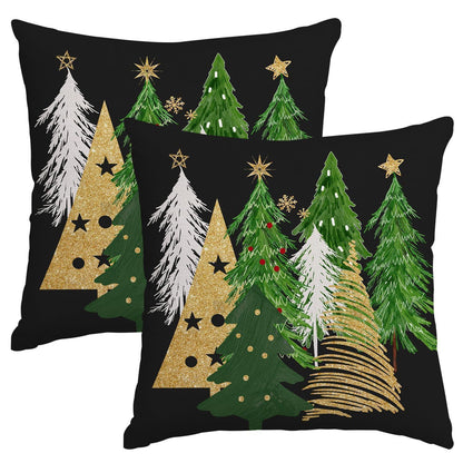 Weihnachtliche Kissenbezüge 60x60 cm - 2er Set mit Weihnachtsbaum