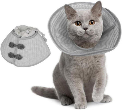 Katzen Halskrause Weich Leichtgewicht Leckschutz Grau M