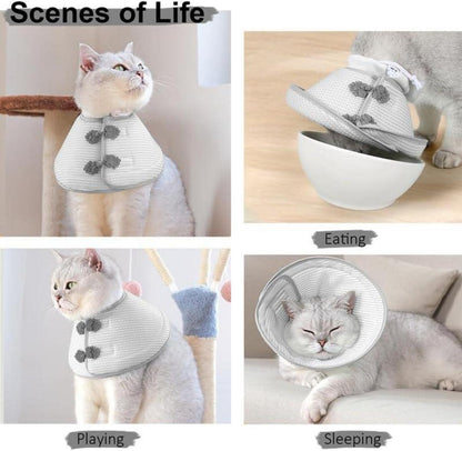 Katzen Halskrause Faltbarer Schutzkragen Weich Grau M/M