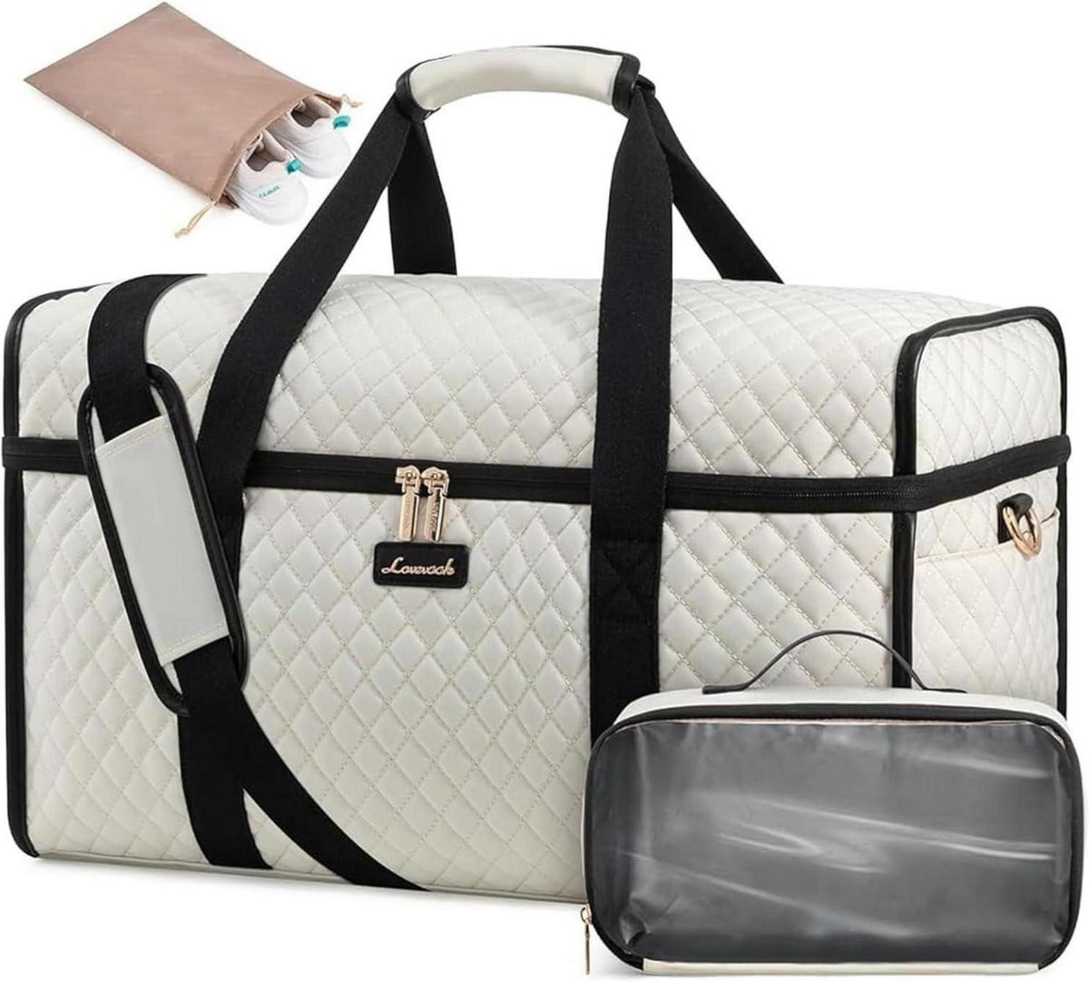 Reisetasche Weekender Damen Große Öffnung Handgepäck Beige