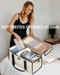 Reisetasche Weekender Damen Große Öffnung Handgepäck Beige
