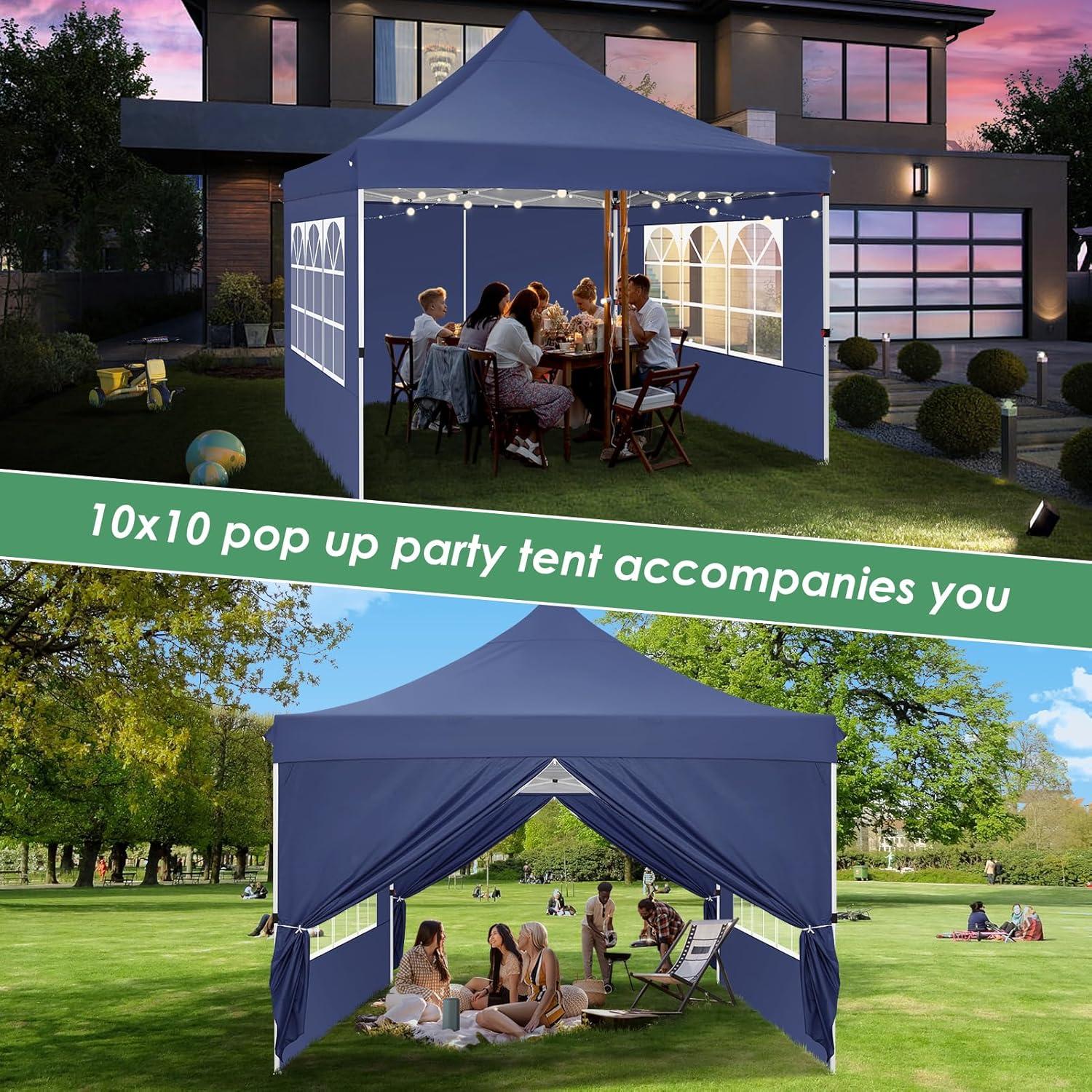 COBIZI Faltpavillon 3x3m Wasserdicht Stabil Winterfest mit 4 Seitenwänden Marineblau