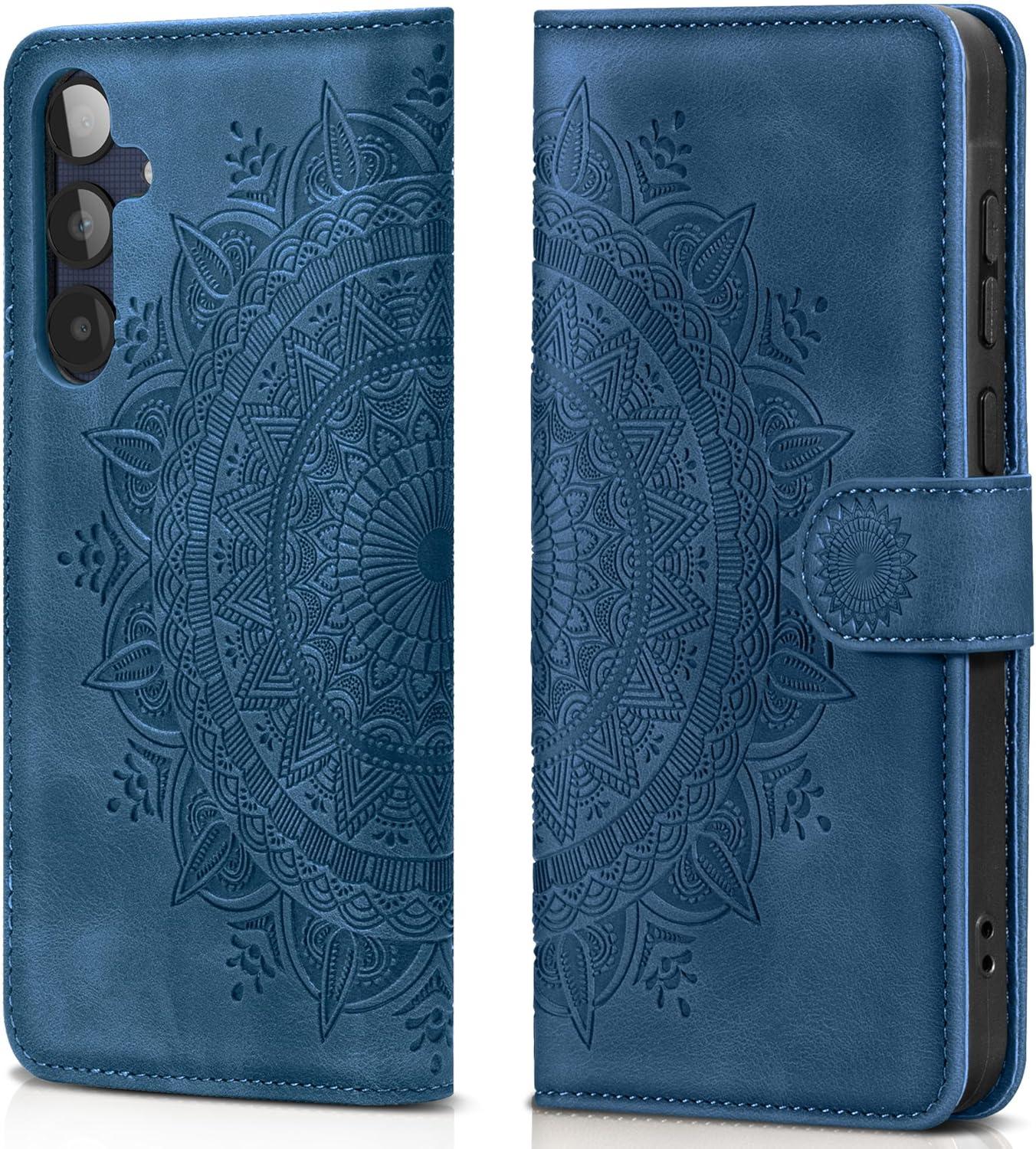 Samsung Galaxy A25 Hülle Premium PU Leder Wallet Case Dunkelblau