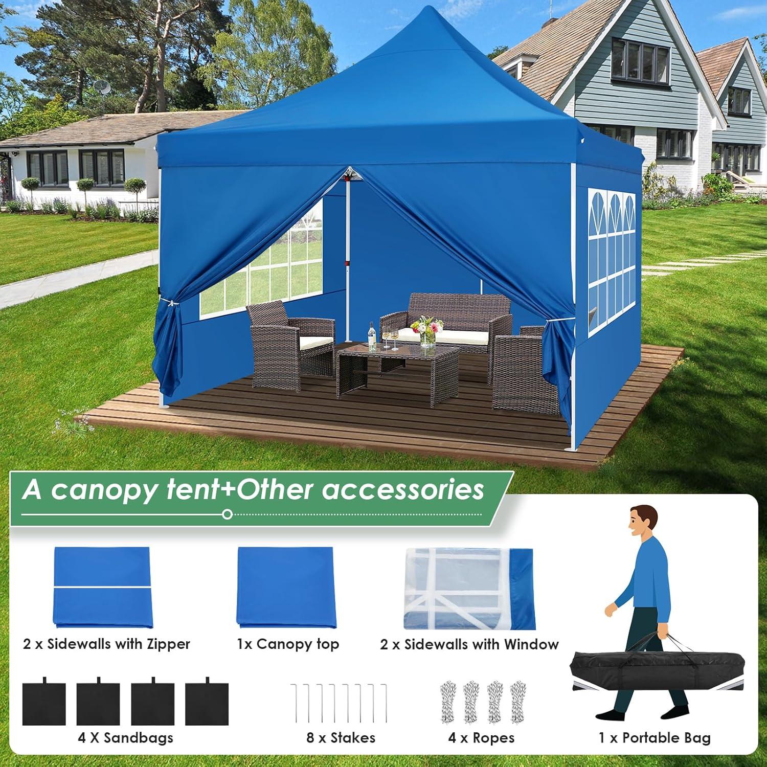 Faltpavillon 3x3m Wasserdicht Stabil Winterfest mit Seitenwänden