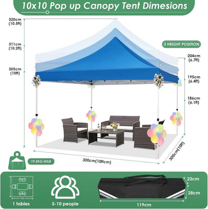 Faltpavillon 3x3m Wasserdicht Anti-UV Stabil mit 4 Seitenwänden & Sandsack