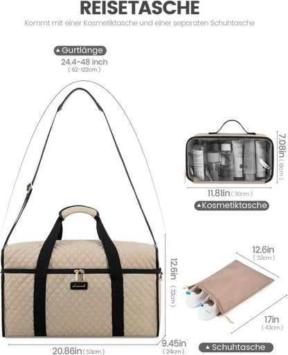 Leichte Reisetasche Damen Große Öffnung Wasserdicht Handgepäck Travel Duffle Bag