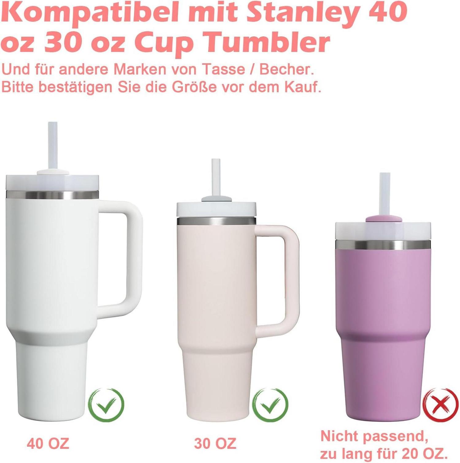 Glasstrohhalme 10mm für Stanley Cup 8Stück Zubehör mit Reinigungsbürsten