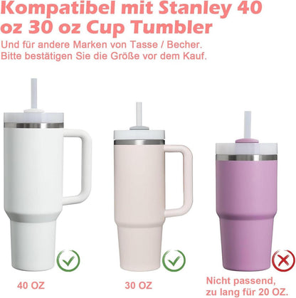Glasstrohhalme 10mm für Stanley Cup 8Stück Zubehör mit Reinigungsbürsten