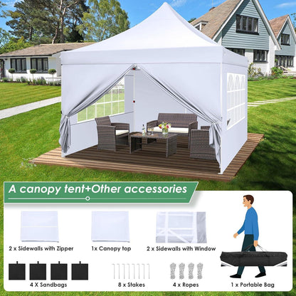Faltpavillon 3x3m Wasserdicht Stabil Winterfest mit Seitenwänden