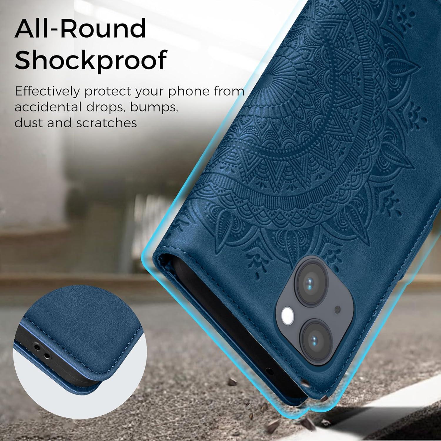 Lederhülle für iPhone 13 Hülle Wallet Case mit Standfunktion und