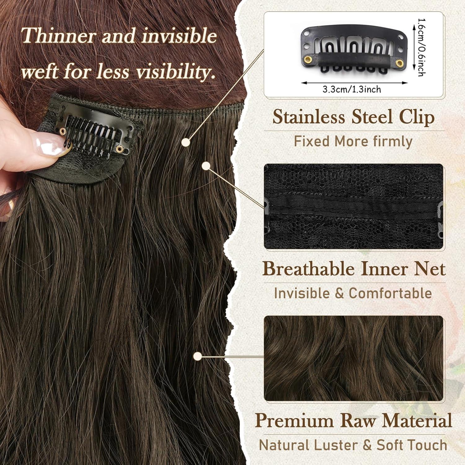 Clip-In Haarverlängerungen Braun 30cm Wellige Extensions 6PCs Dickes