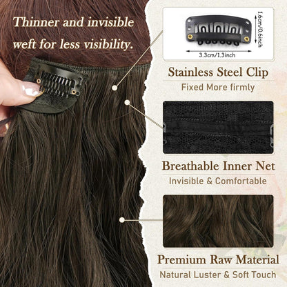 Clip-In Haarverlängerungen Braun 30cm Wellige Extensions 6PCs Dickes