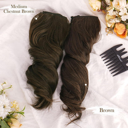 Clip-In Haarverlängerungen Braun 30cm Wellige Extensions 6PCs