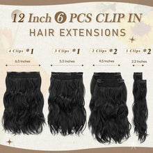 Clip in Haarverlängerungen Schwarz 30 cm 6er Set - Dickes