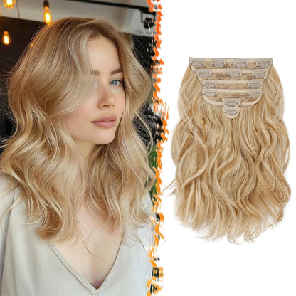 Wellige Blond Clip in Haarverlängerungen 30cm 6PCs Haarteile