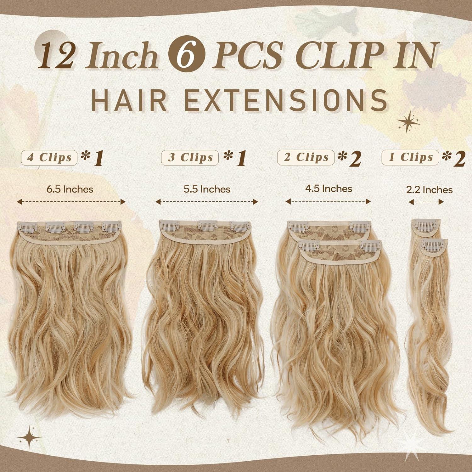 Clip in Extensions 30cm Blond 6PCs Haarverlängerung