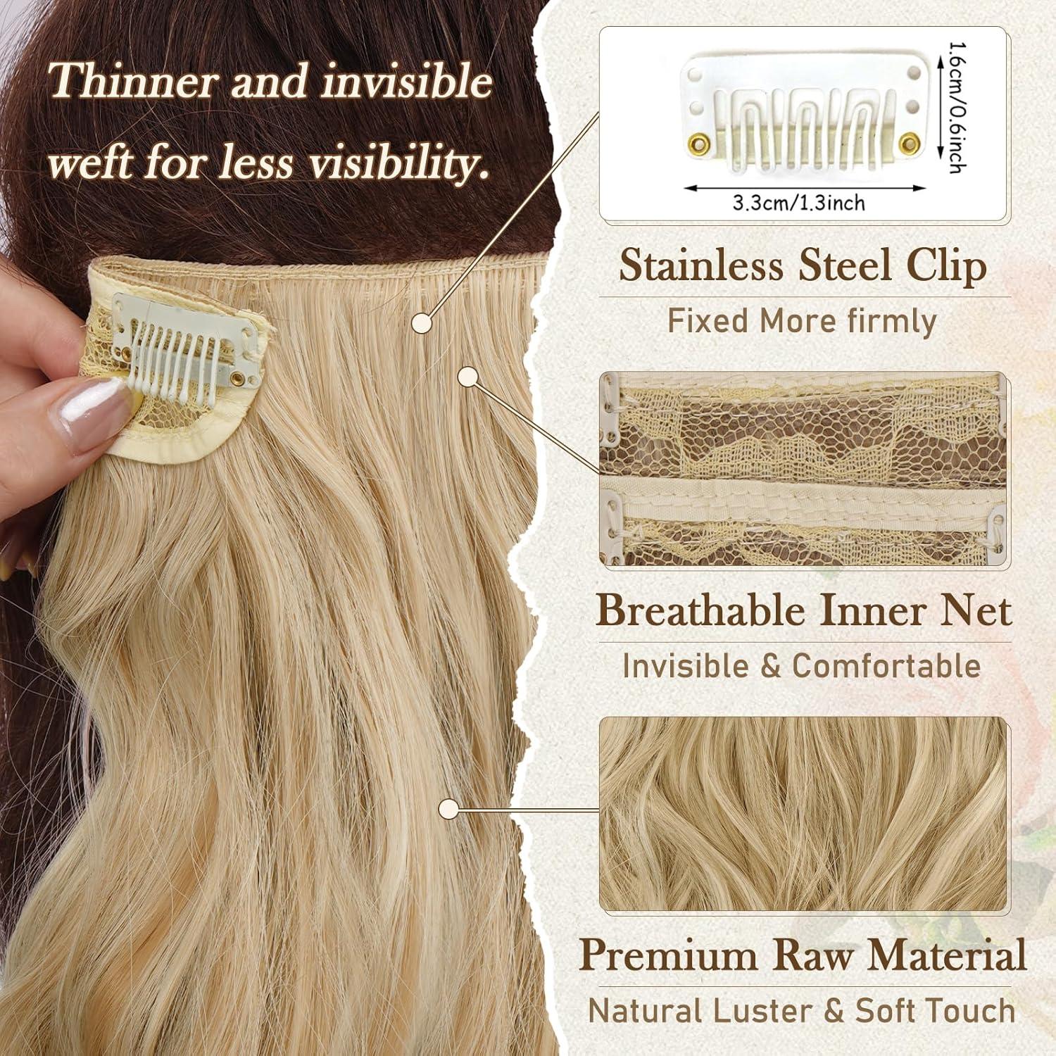 Wellige Blond Clip in Haarverlängerungen 30cm 6PCs Haarteile