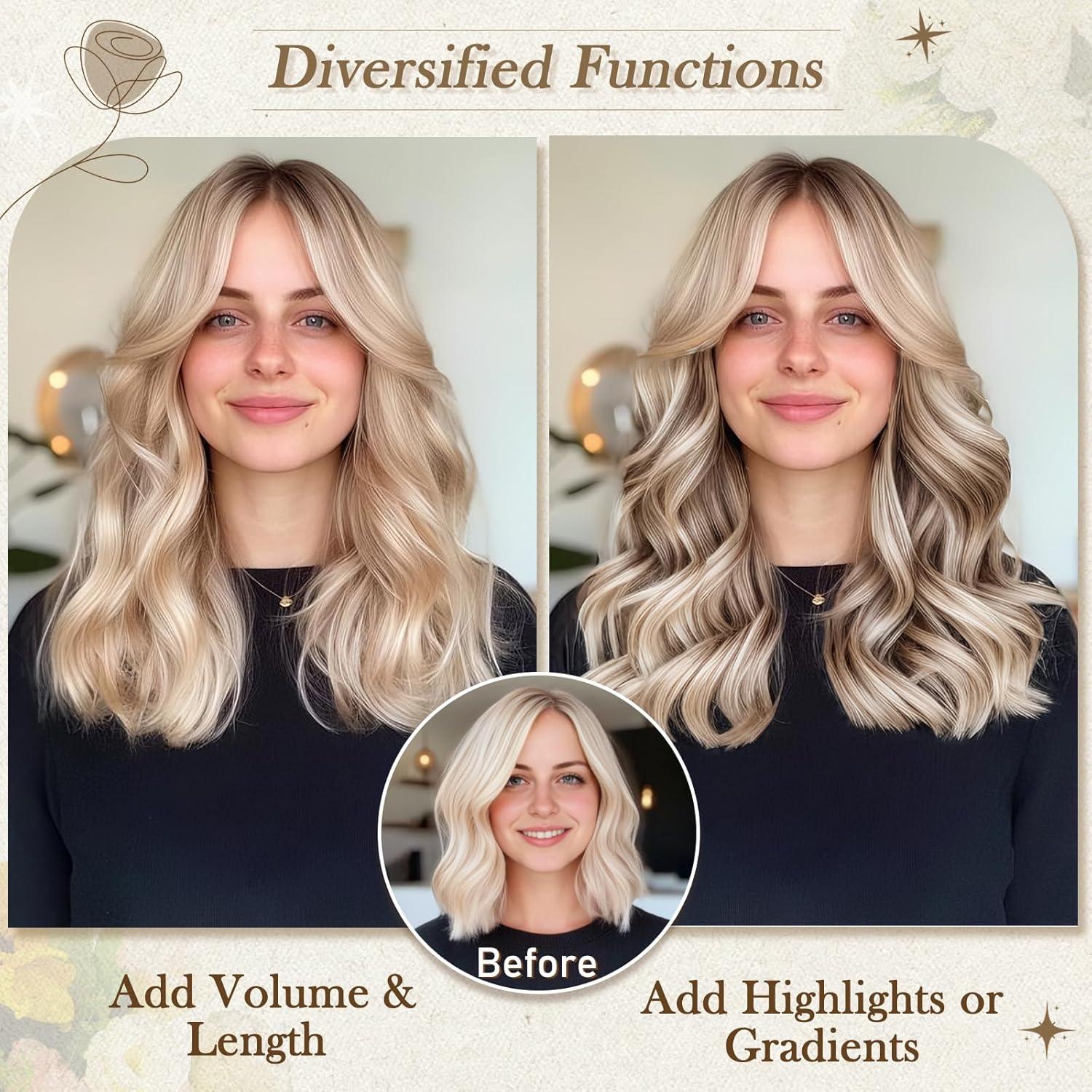 BARSDAR Clip in Extensions 30cm Blond 6PCs Haarverlängerungen Voller Kopf Synthetisch - Honig Blond Mix