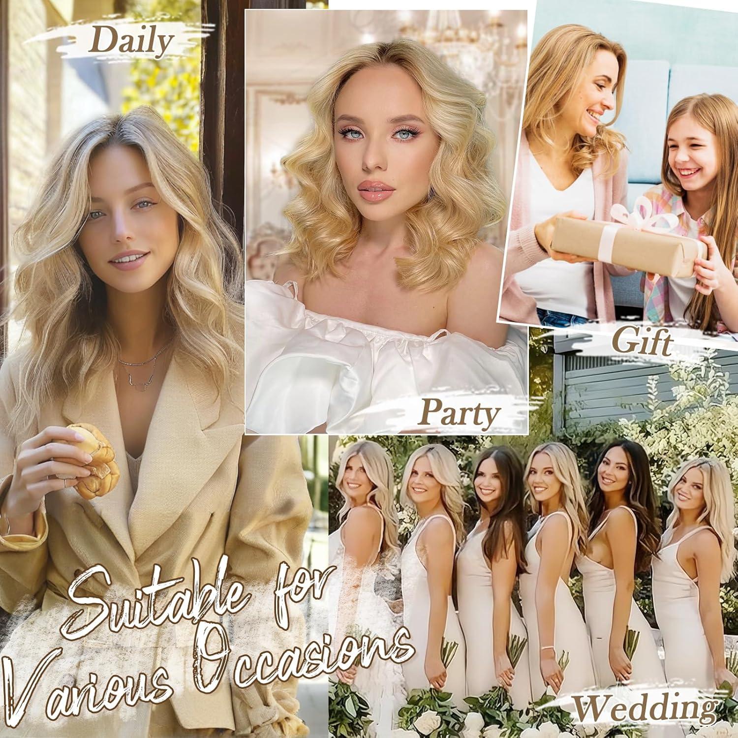 Blonde 30cm Wellige Clip in Extensions 6PCs Vollkopf Dickes Haar Mix