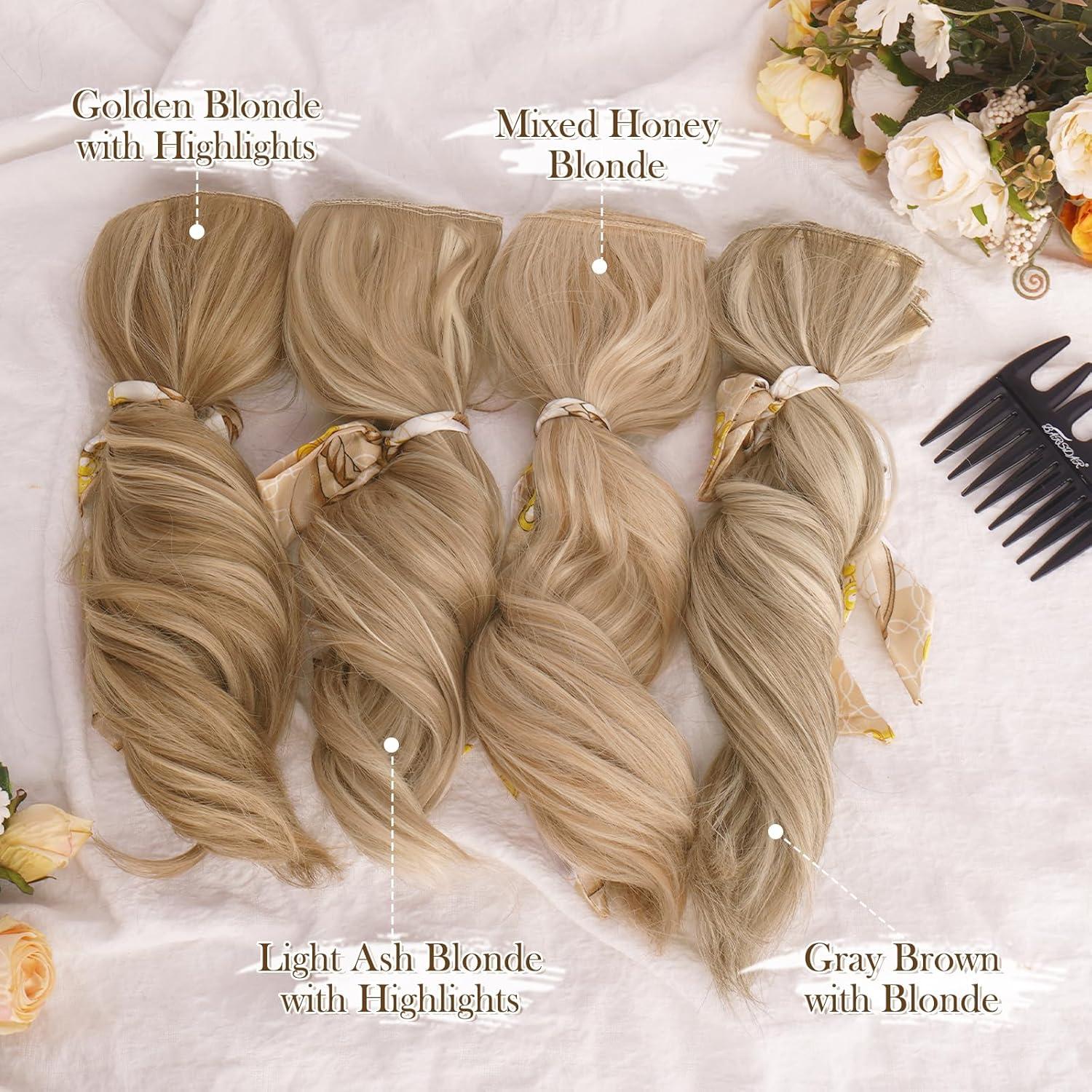 Clip in Extensions 30cm Blond Wellig 6PCs Haarverlängerungen für