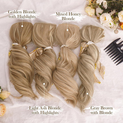 Clip in Extensions 30cm Blond Wellig 6PCs Haarverlängerungen für