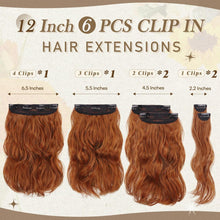 BARSDAR Clip in Haarverlängerungen Ingwer Kupfe 30cm 6PCs